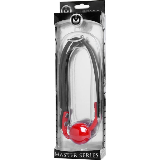 Master Series The Hush Gag Silicone Comfort Ball Gag, Red