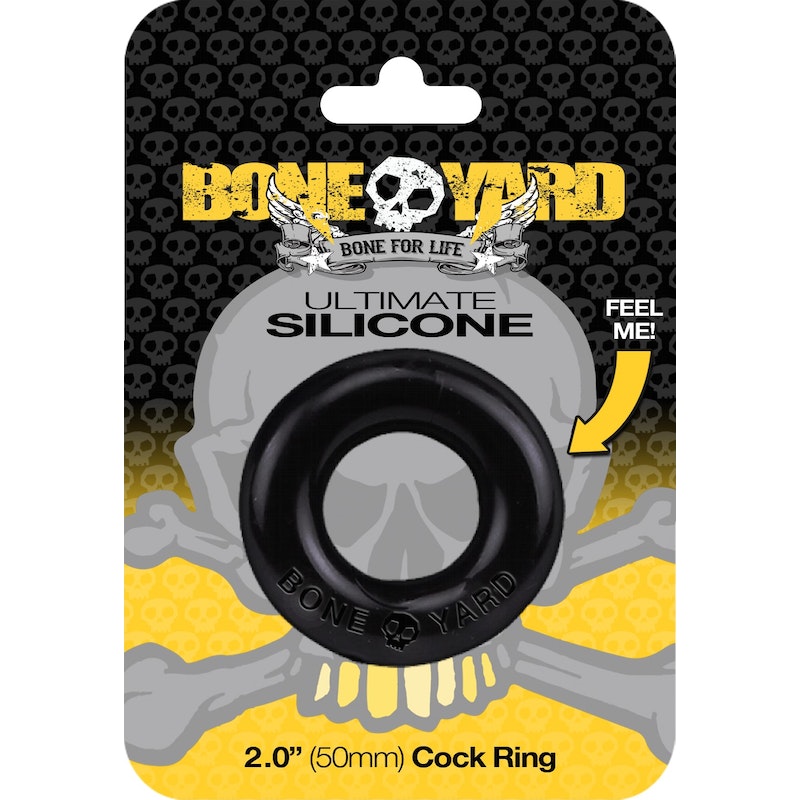 Boneyard Ultimate Silicone Cock Ring, 50mm, Black/Blue/Red/Yellow