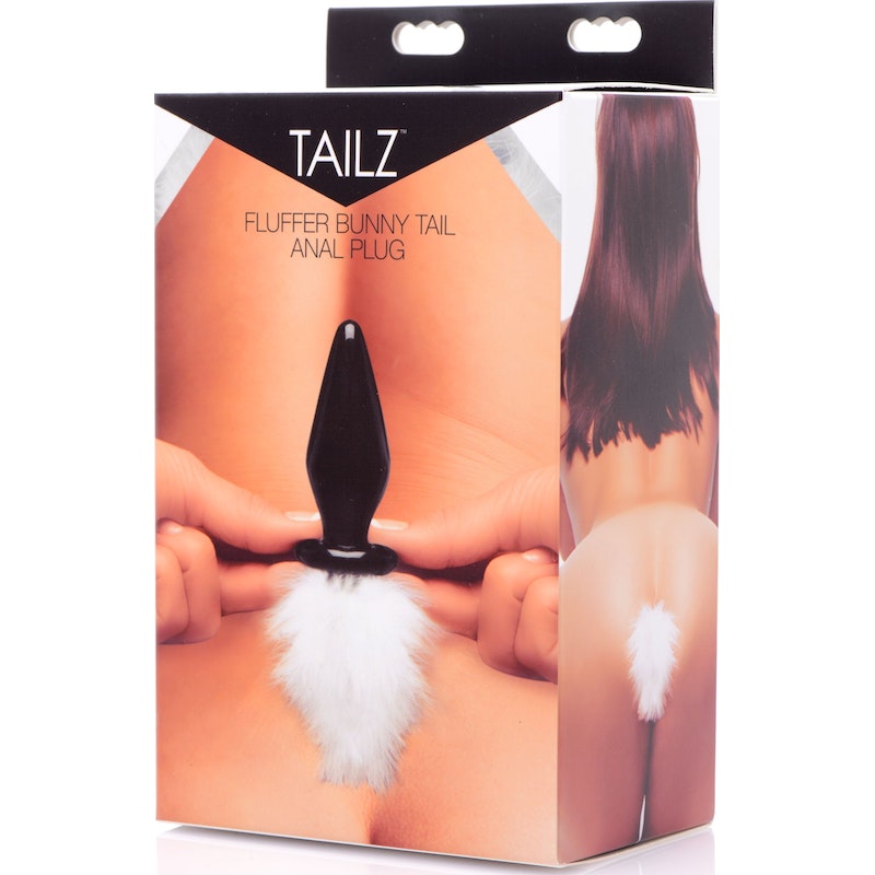 Tailz White Fluffer Bunny Tail Glass Anal Plug, White