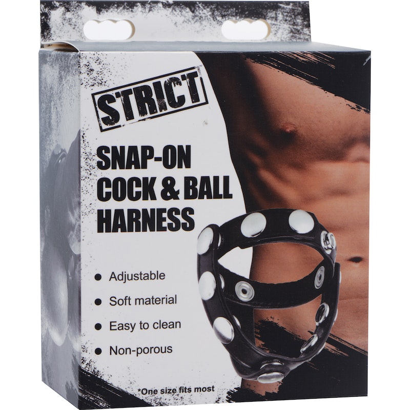 Strict Snap-On Cock And Ball Harness, Black