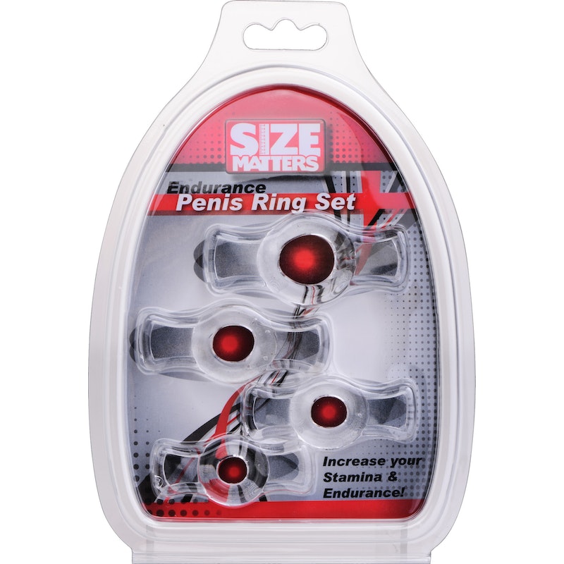 Size Matters Endurance 4-Piece Penis Ring Set, Clear