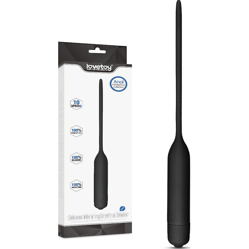 Lovetoy Silicone Vibrating Urethral Dilator, 4.8"/12.2cm, Black