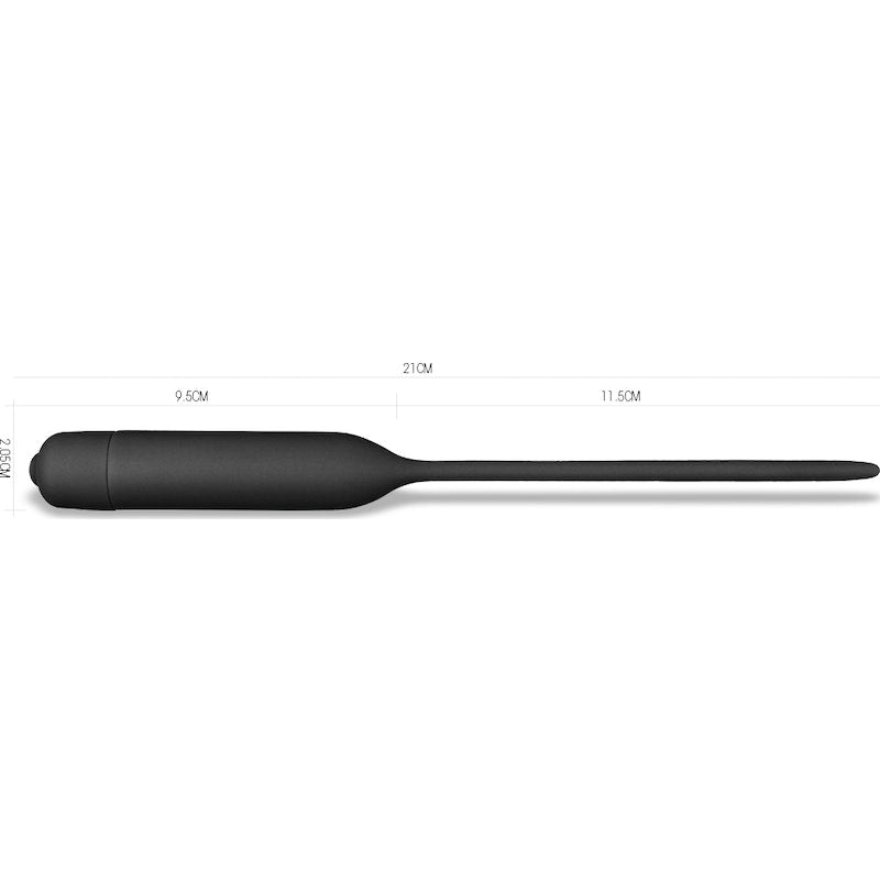 Lovetoy Silicone Vibrating Urethral Dilator, 4.8"/12.2cm, Black