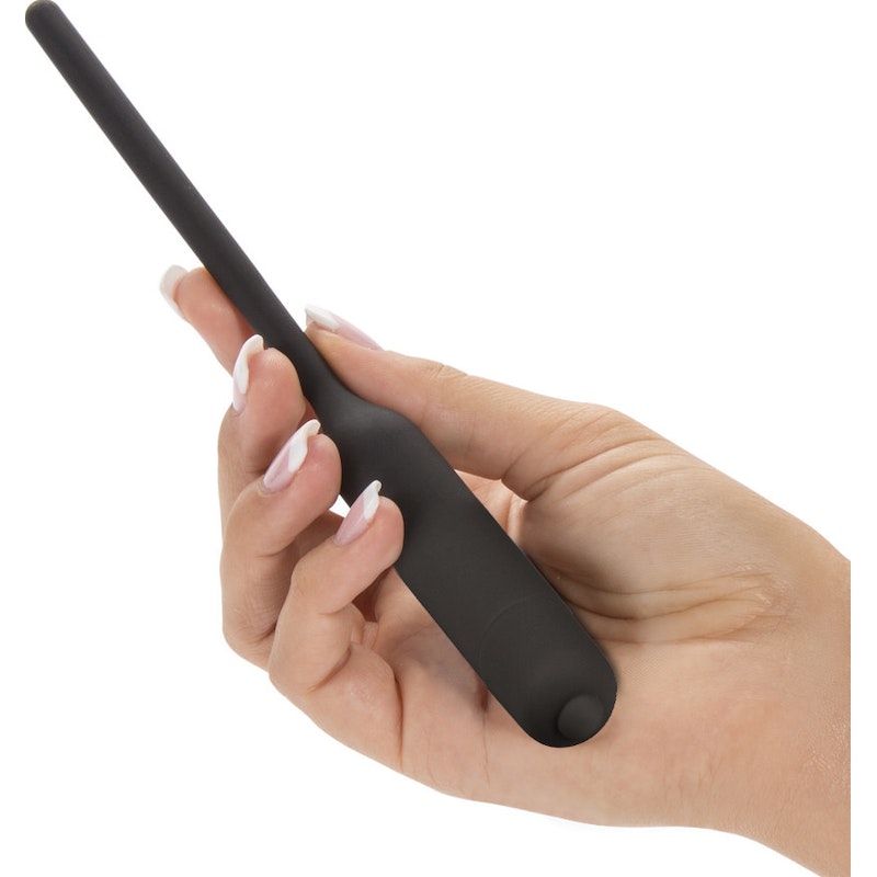 Lovetoy Silicone Vibrating Urethral Dilator, 4.8"/12.2cm, Black