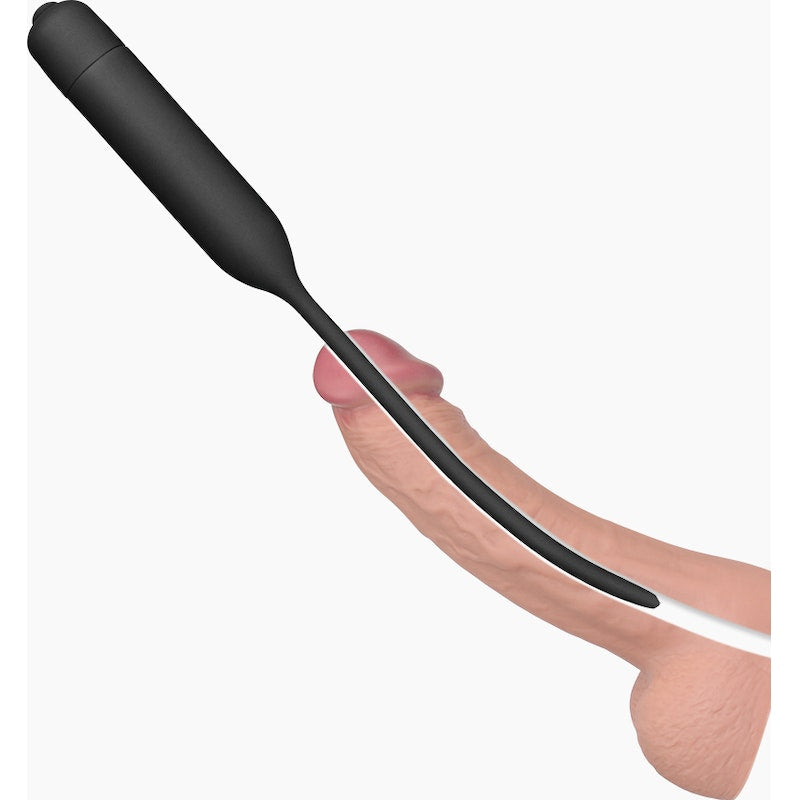 Lovetoy Silicone Vibrating Urethral Dilator, 4.8"/12.2cm, Black