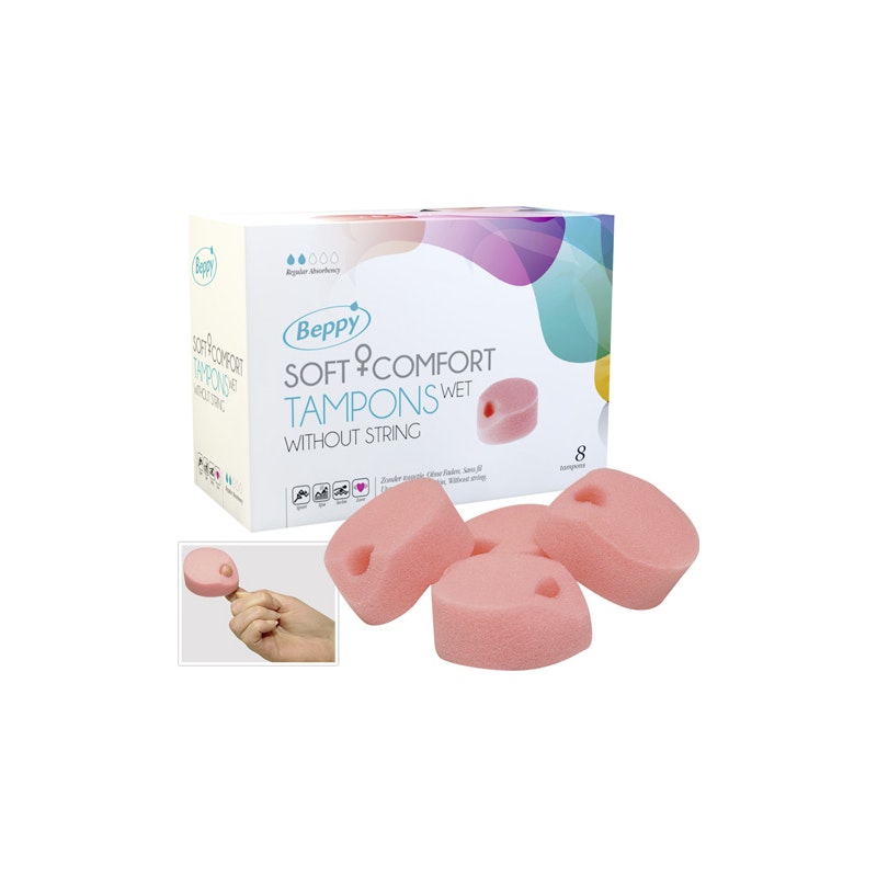 Beppy Soft+Comfort Tampons Wet (without string), 8-pack, Pink