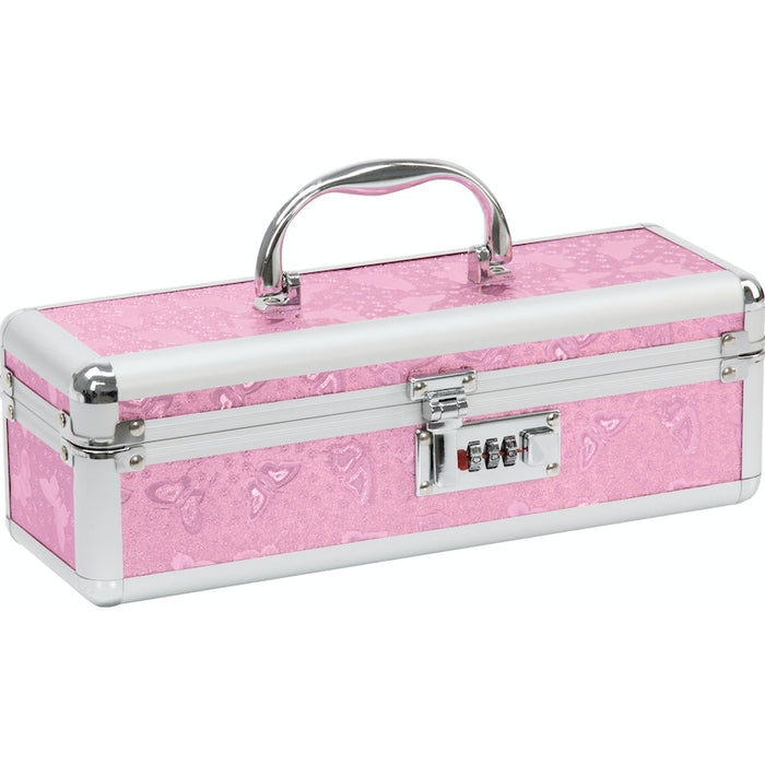 Curious Minds Lockable Medium Vibrator Case, Pink, Black