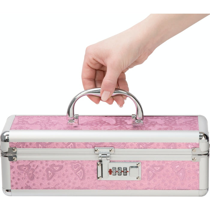 Curious Minds Lockable Medium Vibrator Case, Pink, Black