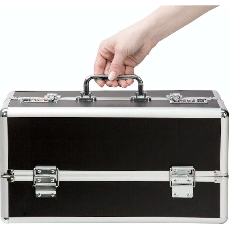 Curious Minds Lockable Medium Vibrator Case, Pink, Black