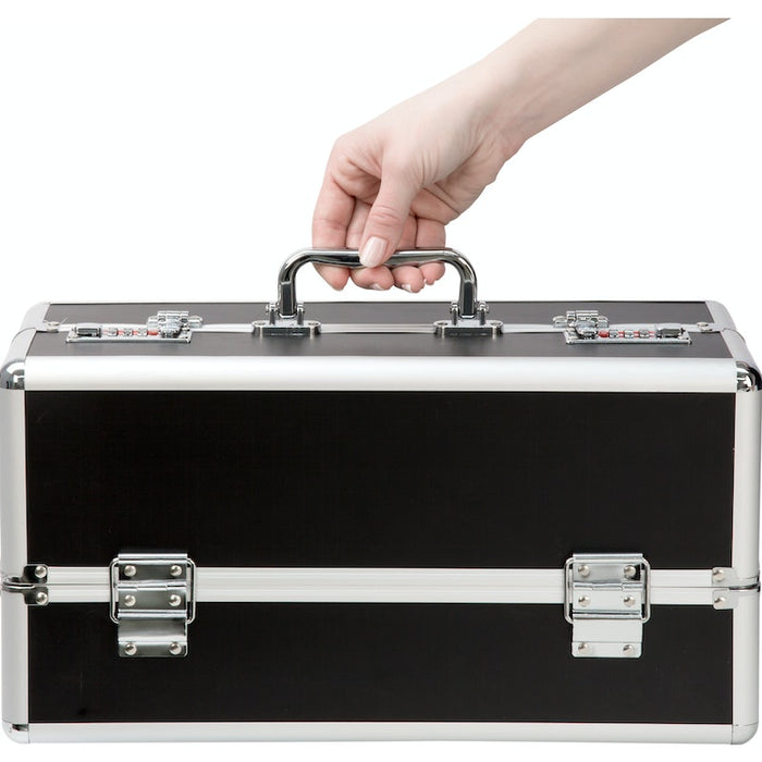 Curious Minds Lockable Medium Vibrator Case, Pink, Black