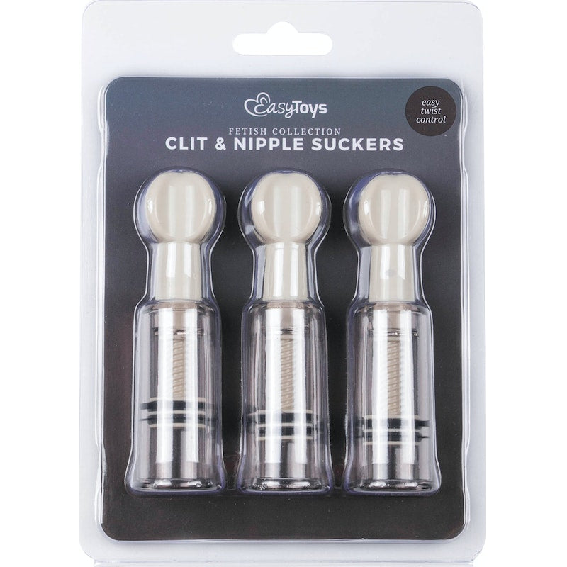 Fetish Collection Nipple and Clit Suckers, 3-pack, Clear