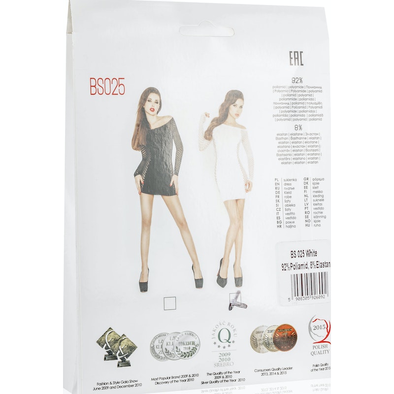 Passion Lingerie Mini Dress w/Mesh Sleeves and Sides Black/White, O/S