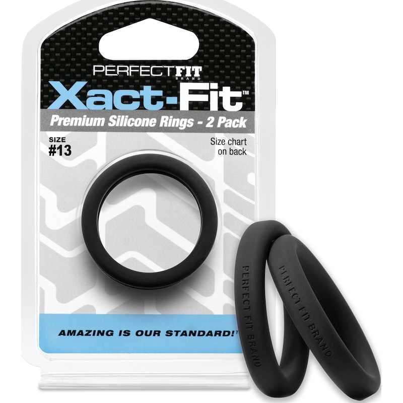 Perfect Fit Xact-Fit #13 Cock Rings, 1.3in/3.3cm, 2-Pack, Black