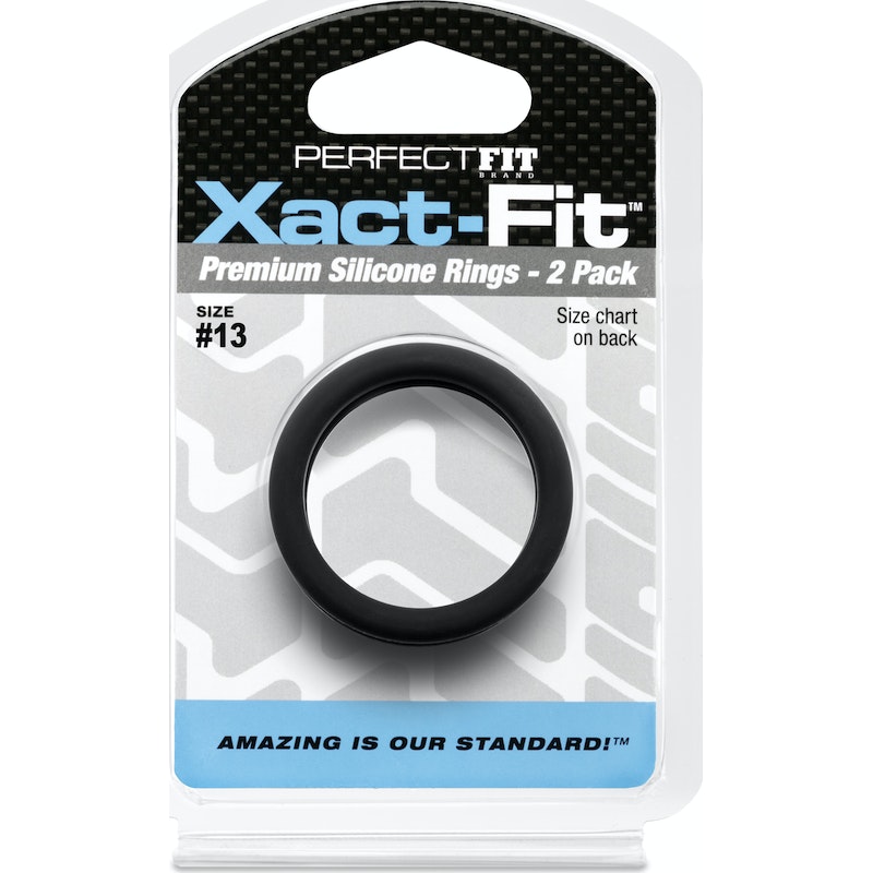 Perfect Fit Xact-Fit #13 Cock Rings, 1.3in/3.3cm, 2-Pack, Black