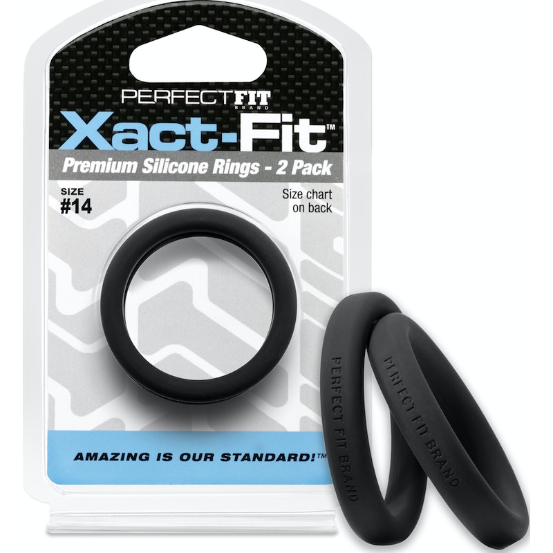 PerfectFit Xact-Fit Cockring  #14 1.4in, Black, 2-pack