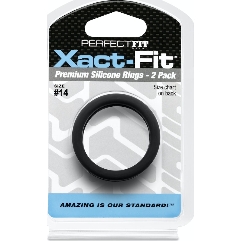 PerfectFit Xact-Fit Cockring  #14 1.4in, Black, 2-pack