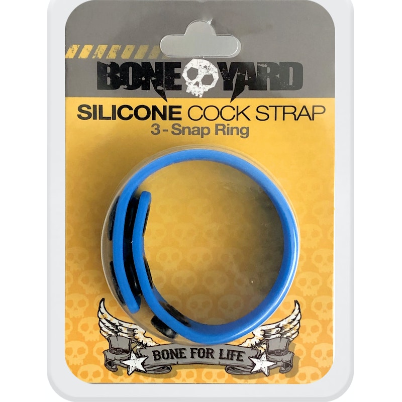 Boneyard Silicone Cock Strap - 3 Snap Ring - Red/Blue/Black