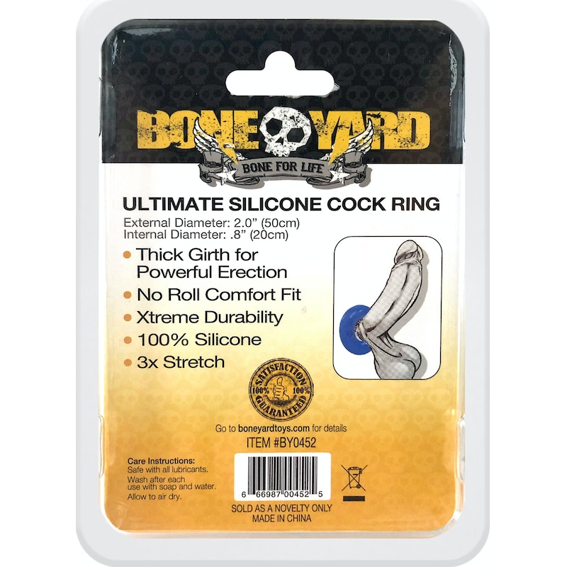 Boneyard Ultimate Silicone Cock Ring, 50mm, Black/Blue/Red/Yellow