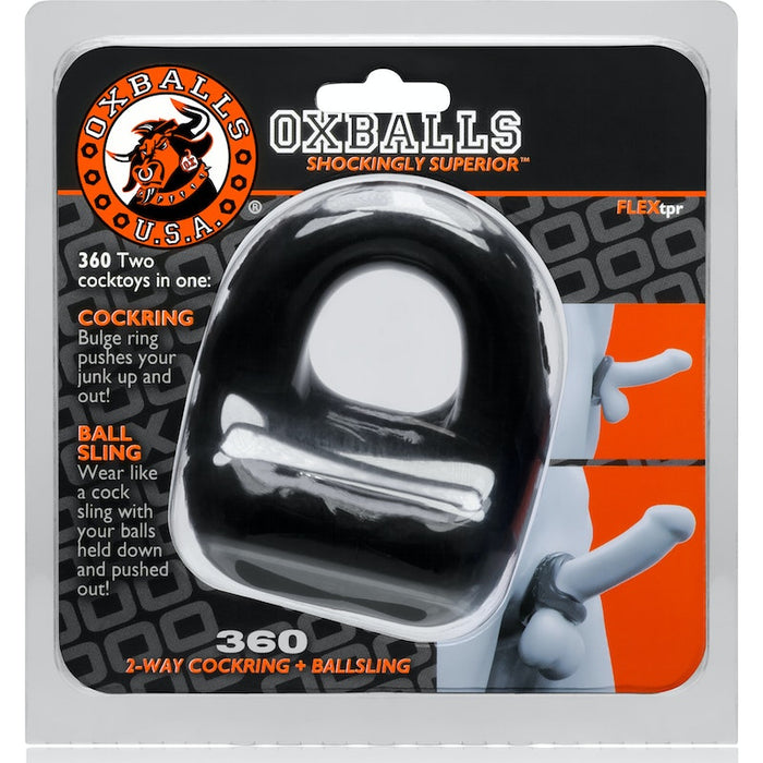 OxBalls 360 Cockring And Ballsling, Black/Clear