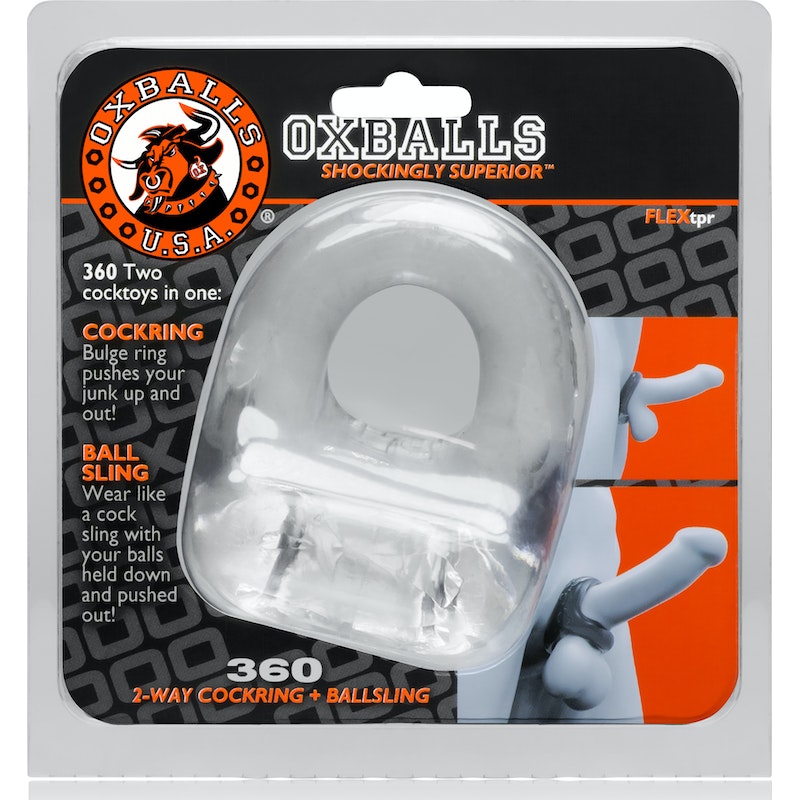 OxBalls 360 Cockring And Ballsling, Black/Clear
