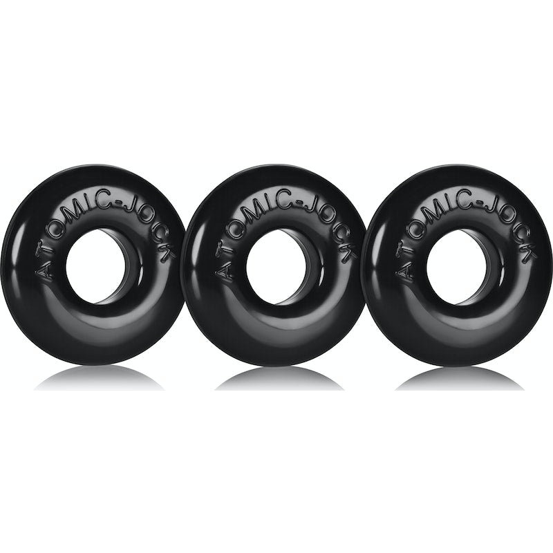 OxBalls Ringer 3-Piece Cockring Set, Black/Grey/Mixed