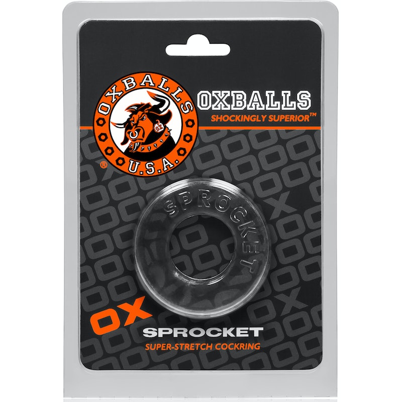 OxBalls Sprocket Cockring, Black/Clear/Blue