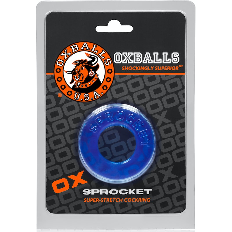 OxBalls Sprocket Cockring, Black/Clear/Blue
