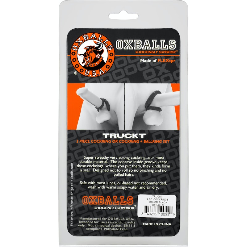 OxBalls Truckt Cockring, 2-pack, Black/Clear