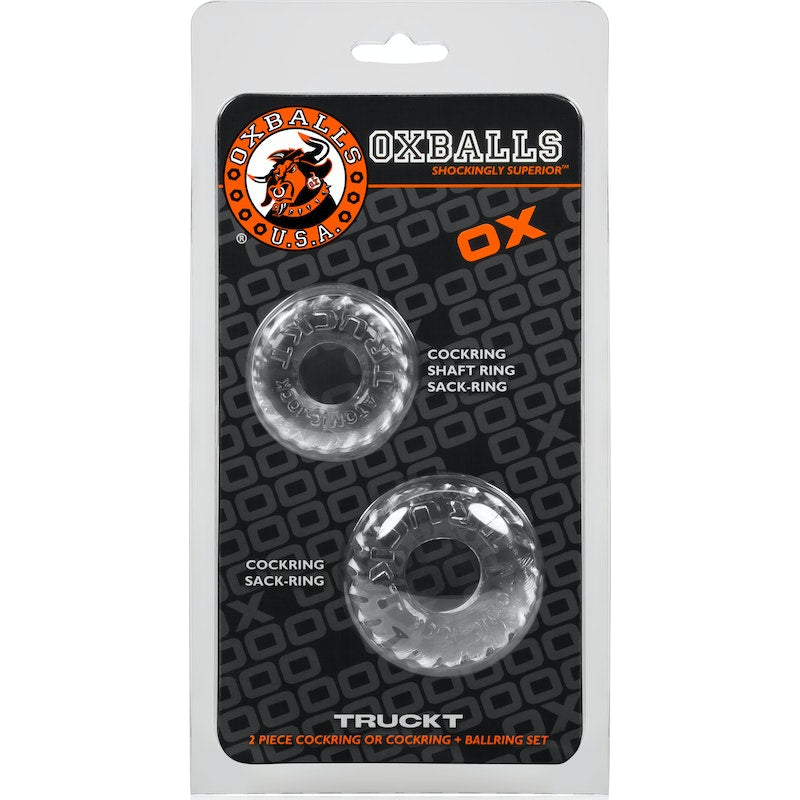 OxBalls Truckt Cockring, 2-pack, Black/Clear