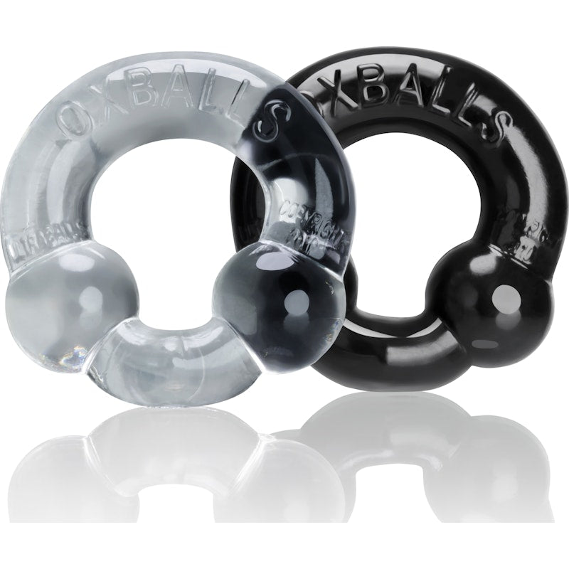OxBalls Ultraballs Cockring 2-pack, Black and Clear