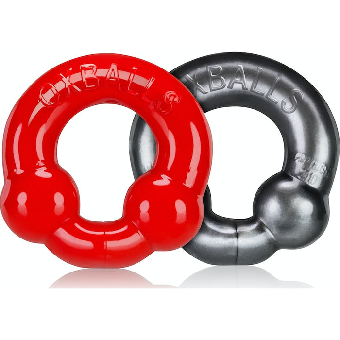 OxBalls Ultraballs Cockring 2-pack, Steel and Red