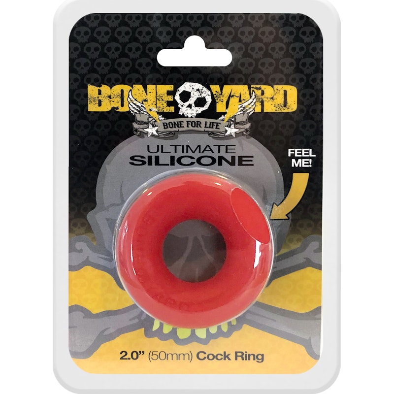 Boneyard Ultimate Silicone Cock Ring, 50mm, Black/Blue/Red/Yellow