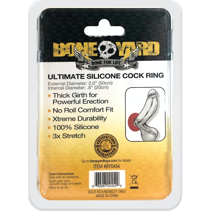 Boneyard Ultimate Silicone Cock Ring, 50mm, Black/Blue/Red/Yellow