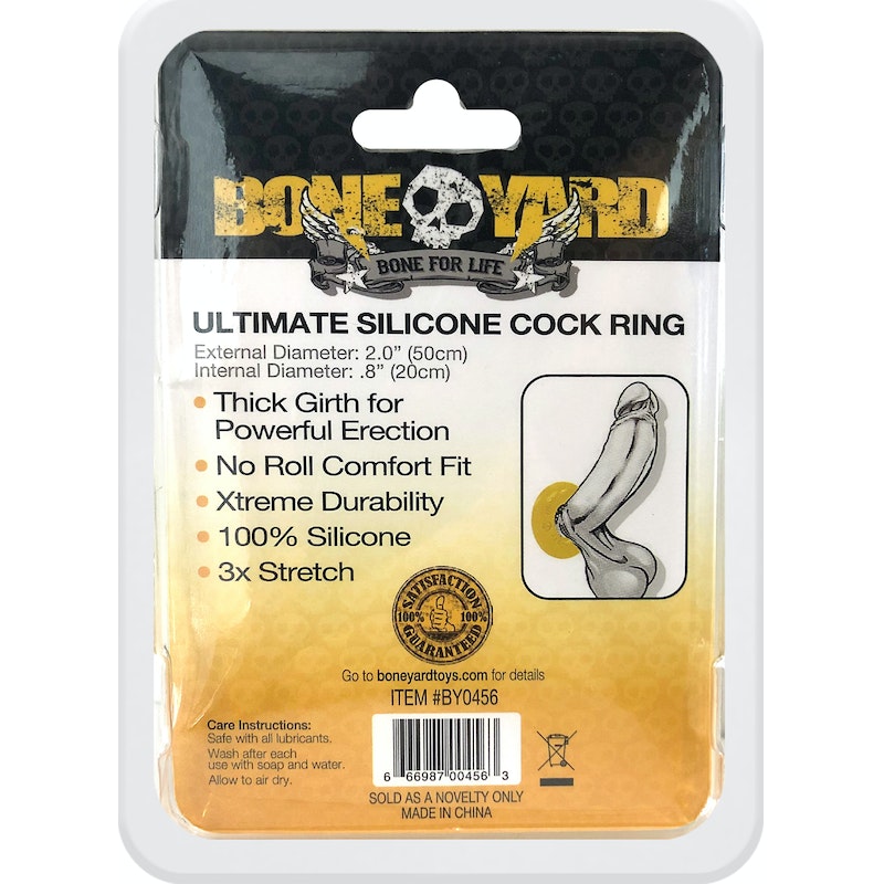 Boneyard Ultimate Silicone Cock Ring, 50mm, Black/Blue/Red/Yellow