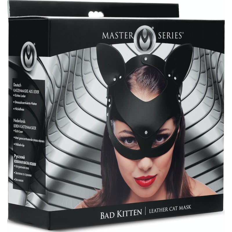 Master Series Bad Kitten Leather Cat Mask, Black