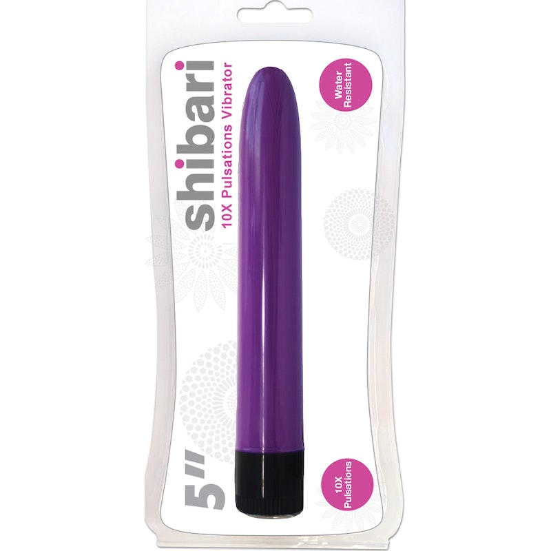 Shibari 10X Pulsations Vibrator, 5", Purple/Pink/Silver