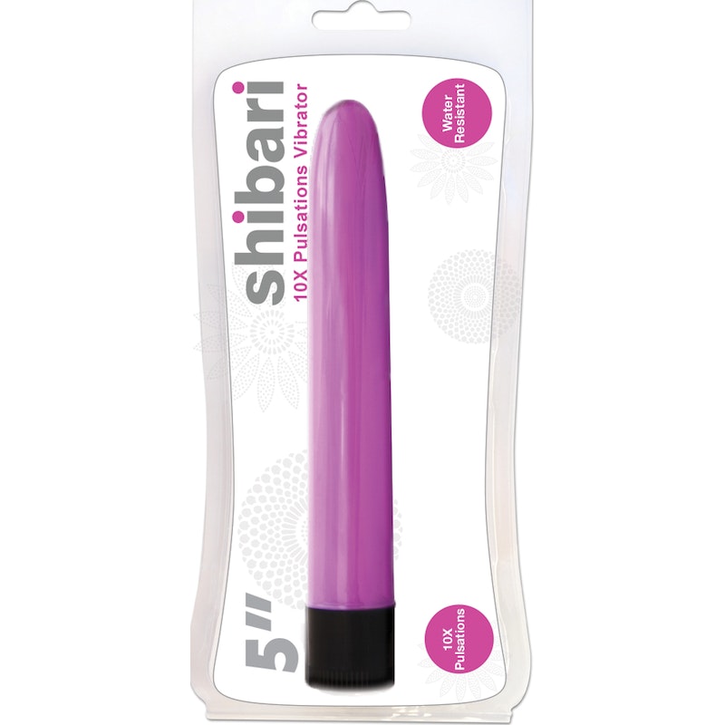 Shibari 10X Pulsations Vibrator, 5", Purple/Pink/Silver