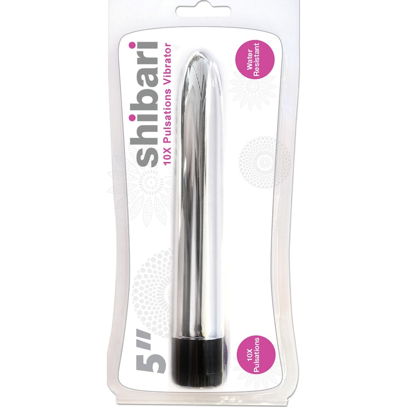 Shibari 10X Pulsations Vibrator, 5", Purple/Pink/Silver