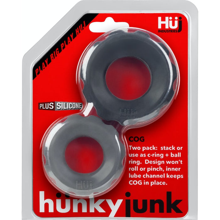 Hunkyjunk COG 2-size Cock Rings, Grey