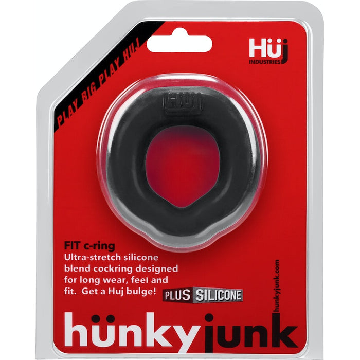 Hunkyjunk FIT Ergo Long-Wear Cockring, Black/Grey