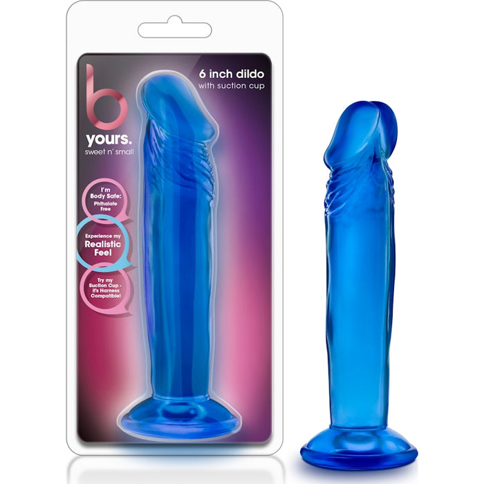 B Yours Sweet N Small Dildo, 6"/15cm, Blue/Pink/Purple