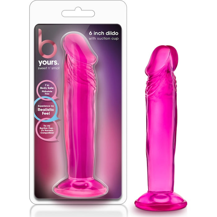 B Yours Sweet N Small Dildo, 6"/15cm, Blue/Pink/Purple