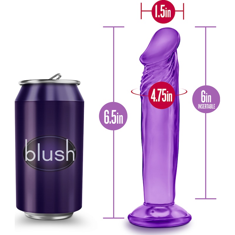 B Yours Sweet N Small Dildo, 6"/15cm, Blue/Pink/Purple