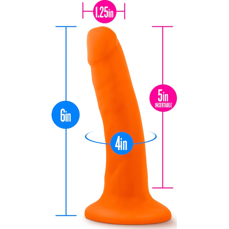 Neo Dual Density Cock, 6", Neon Orange
