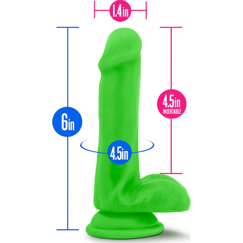 Neo Dual Density Cock With Balls 6"/15cm Neon Green