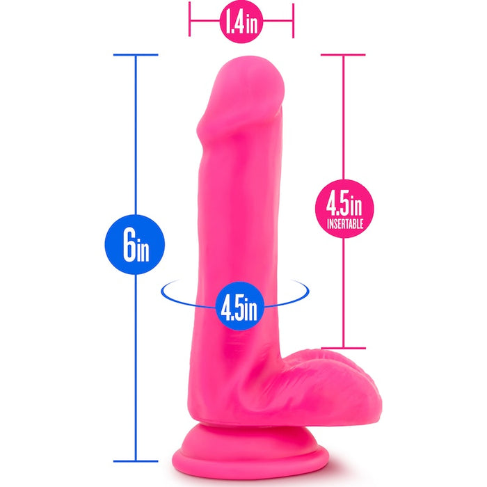 Neo Dual Density Cock With Balls 6 Inch Neon Pink