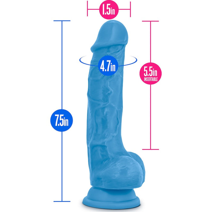 Neo Dual Density Cock With Balls 7.5in Neon Blue