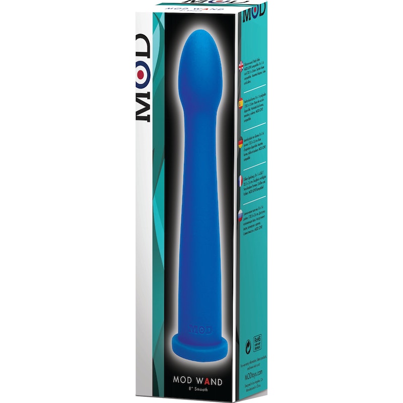 MOD Silicone Wand Smooth 7.5" (19cm), Blue/Black