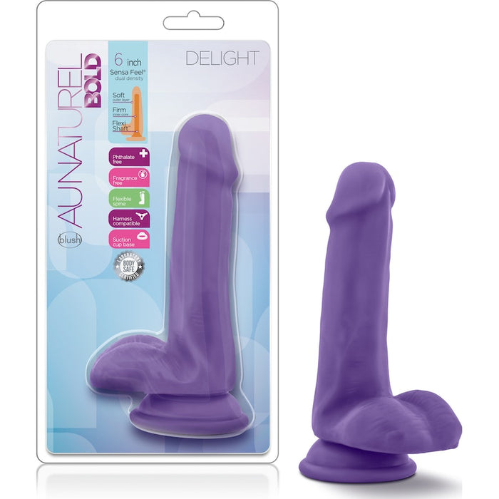 Au Naturel Bold Delight 6in/15cm Dildo, Pink/Purple