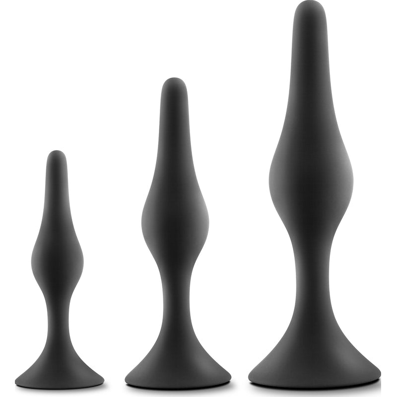 Luxe Beginner Butt Plug 3-Piece Kit, Pink/Black